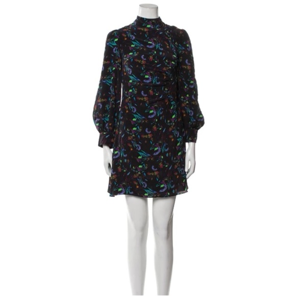 Tanya Taylor Black Clarisse Long Sleeve Silk Dress Size 4 - Picture 4 of 14